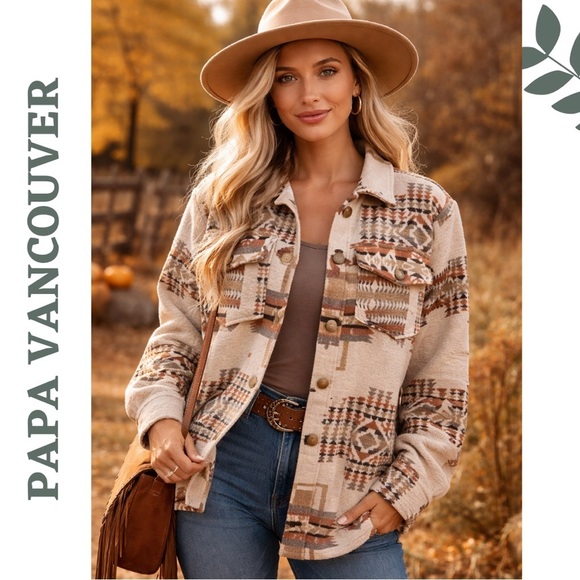 Papa Vancouver Jackets & Blazers - Papa Vancouver Aztec Shacket Jacket Small NWT